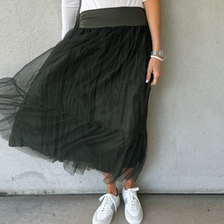 Keval KHAKI tulle skirt