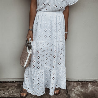 Phoenix broderie anglais WHITE maxi skirt