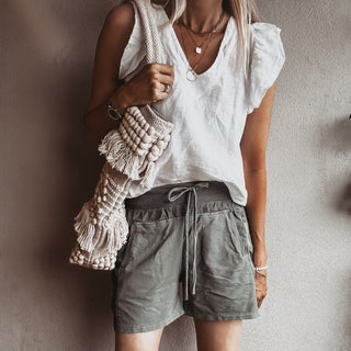 LIGHT KHAKI cotton ultimate jogger shorts *NEW*