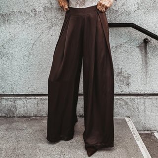 Verona BROWN satin palazzos pants *NEW*