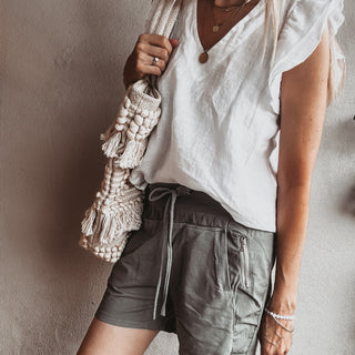 LIGHT KHAKI cotton ultimate jogger shorts *NEW*