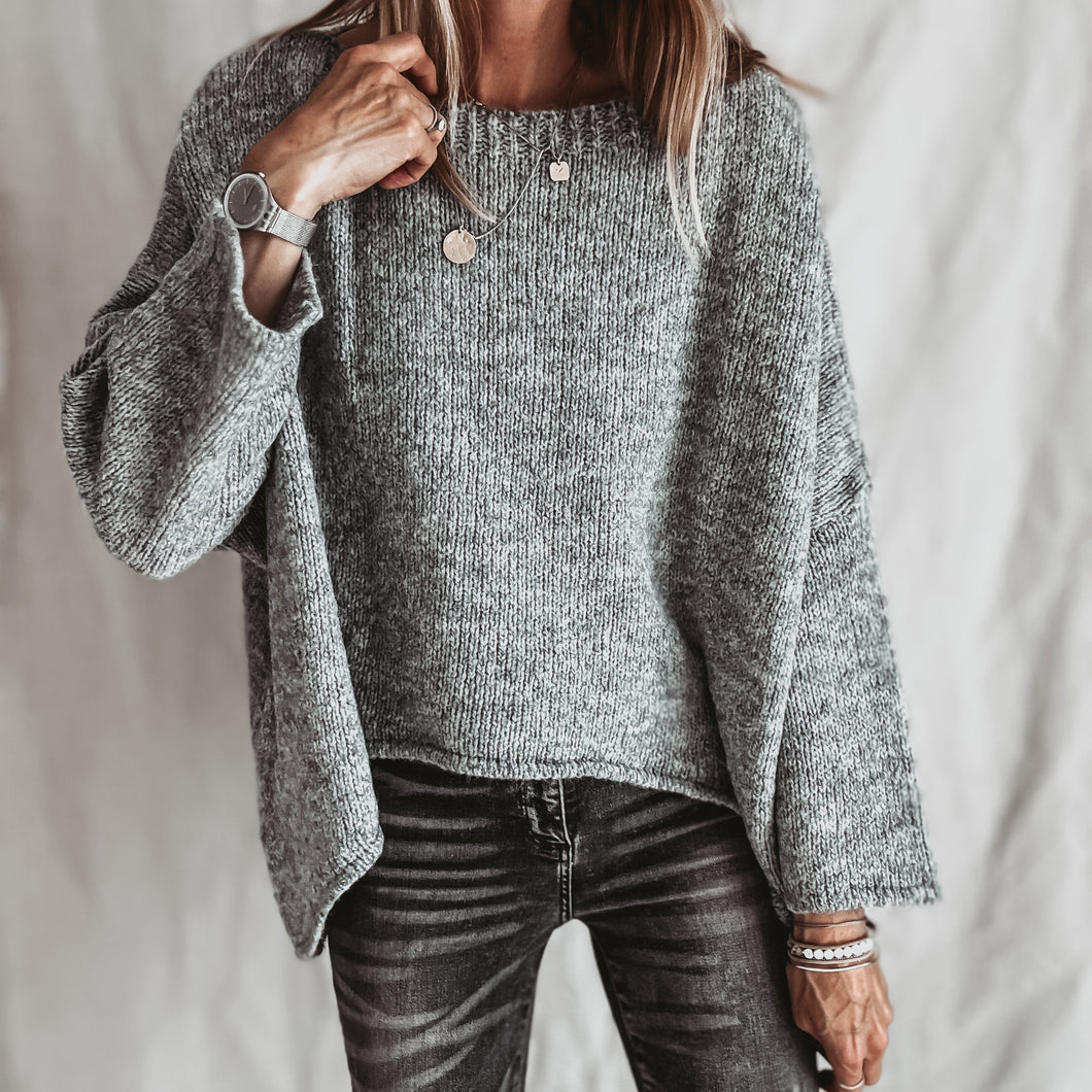 Milano grey SCOOP NECK jumper