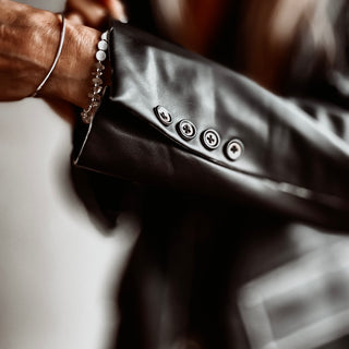 Black faux leather boyfriend blazer *NEW*