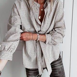 Livonia check tie blouse *NEW*
