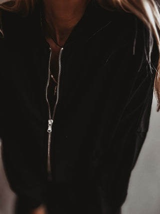Ultimate zip through BLACK sweat bomber *NEW*