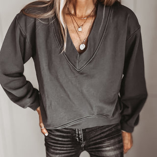 Charcoal Cam V neck sweatshirt *NEW*