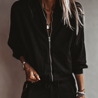 Ultimate zip through BLACK sweat bomber *NEW*