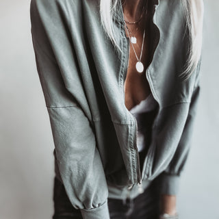 Ultimate zip through LIGHT KHAKI sweat bomber *NEW*