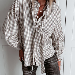 Livonia check tie blouse *NEW*