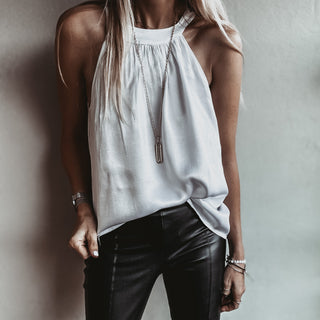 WHITE Satin halterneck