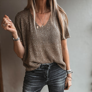 Gold sparkle knitted tee