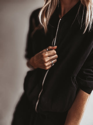 Ultimate zip through BLACK sweat bomber *NEW*