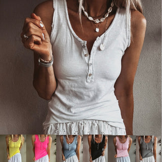 IBIZA tank top with buttons *LOTS OF COLOURS AVAILABLE* NEW!!