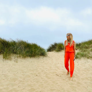Short sleeved NEON ORANGE jumpsuit *HALF PRICE*