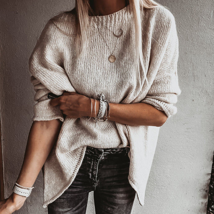 Milano Vintage white SCOOP NECK jumper