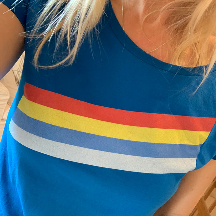 Diagonal stripey blue tee (medium size 12)