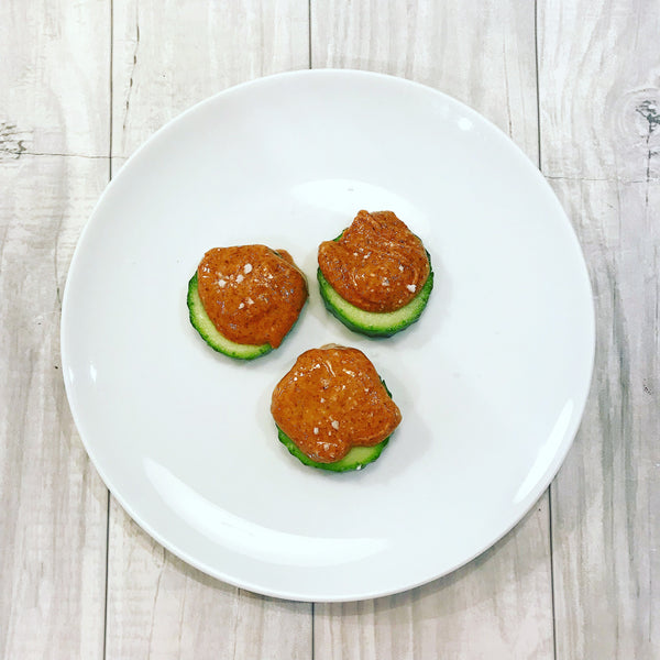 Healthy & delicious cucumber and almond butter snack!