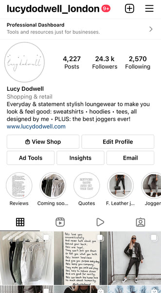 Change of Instagram handle to: @lucydodwell_london