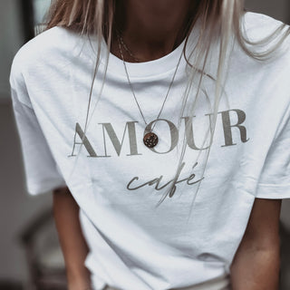 AMOUR Cafe white / sand tee *boyfriend fit* *NEW*