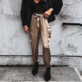 GOLD CHAMPAGNE Satin Cargo joggers *NEW*