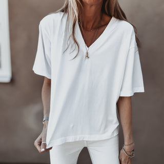 White/navy Bonjour croissant tee  *NEW*