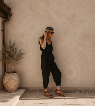Luisa BLACK linen jumpsuit