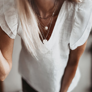 White Santiago frills linen tee *NEW*