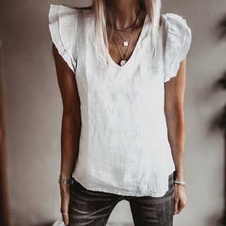 White Santiago frills linen tee *NEW*