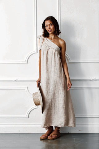 CREAM Sicily linen off shoulder dress *NEW*