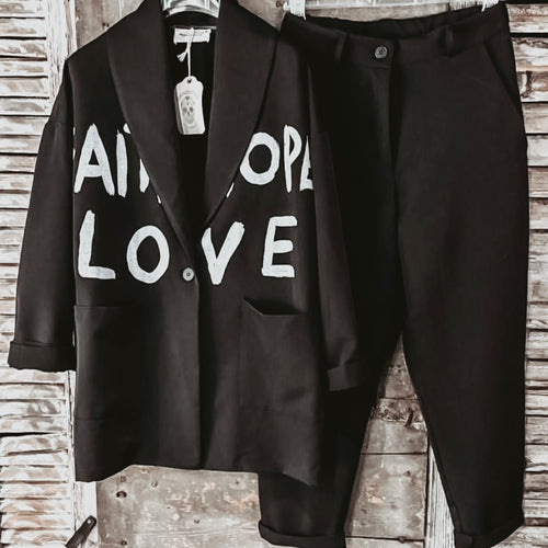 FAITH HOPE LOVE graffiti black suit *NEW*