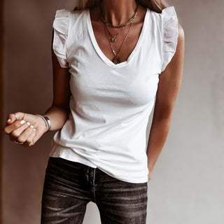 White Mina frills tee *NEW*