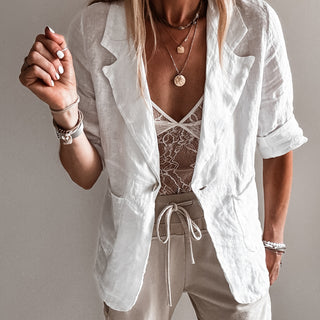 WHITE linen blouse blazer *NEW*