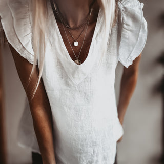 White Santiago frills linen tee *NEW*