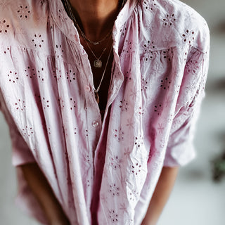 Dusty pink Pompano Broderie floaty Blouse *NEW*
