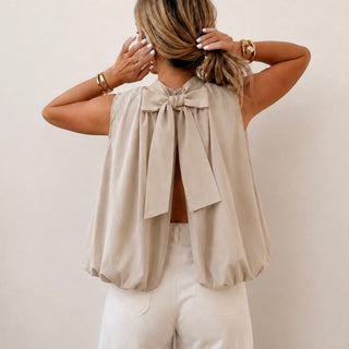 Bella cream blouse with bow on back *NEW*