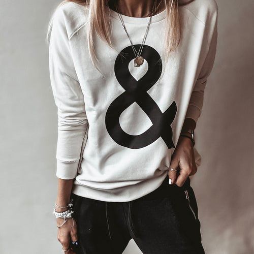 VINTAGE WHITE Ampersand sweatshirt *relaxed style* NEW