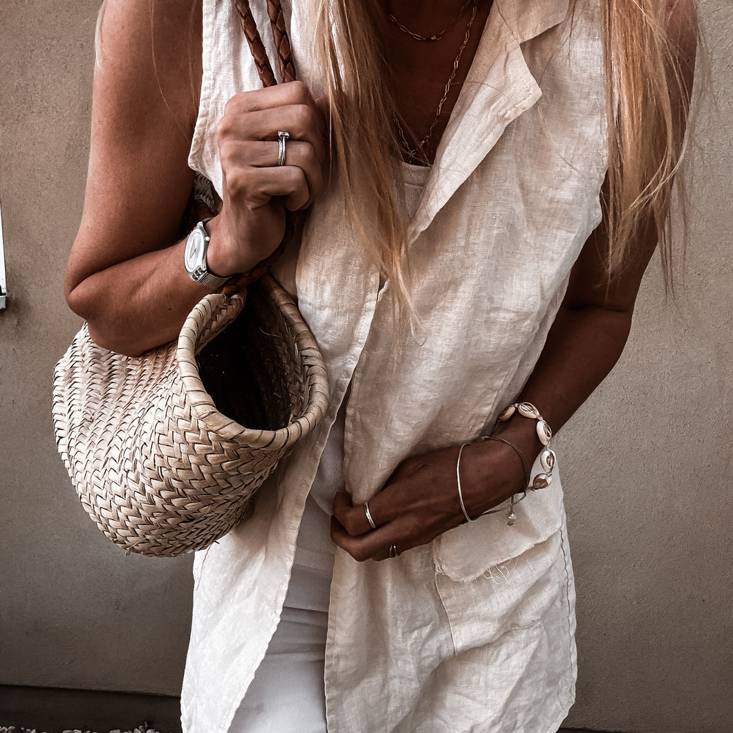 Cara cream long linen gilet *NEW*