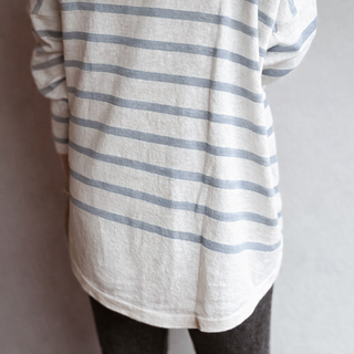 Marseille VINTAGE WHITE / BLUE GREY breton striped sweater *NEW*