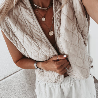 Caleb beige quilted gilet *NEW*