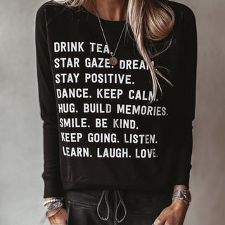 DRINK TEA black sweatshirt *relaxed style* NEW