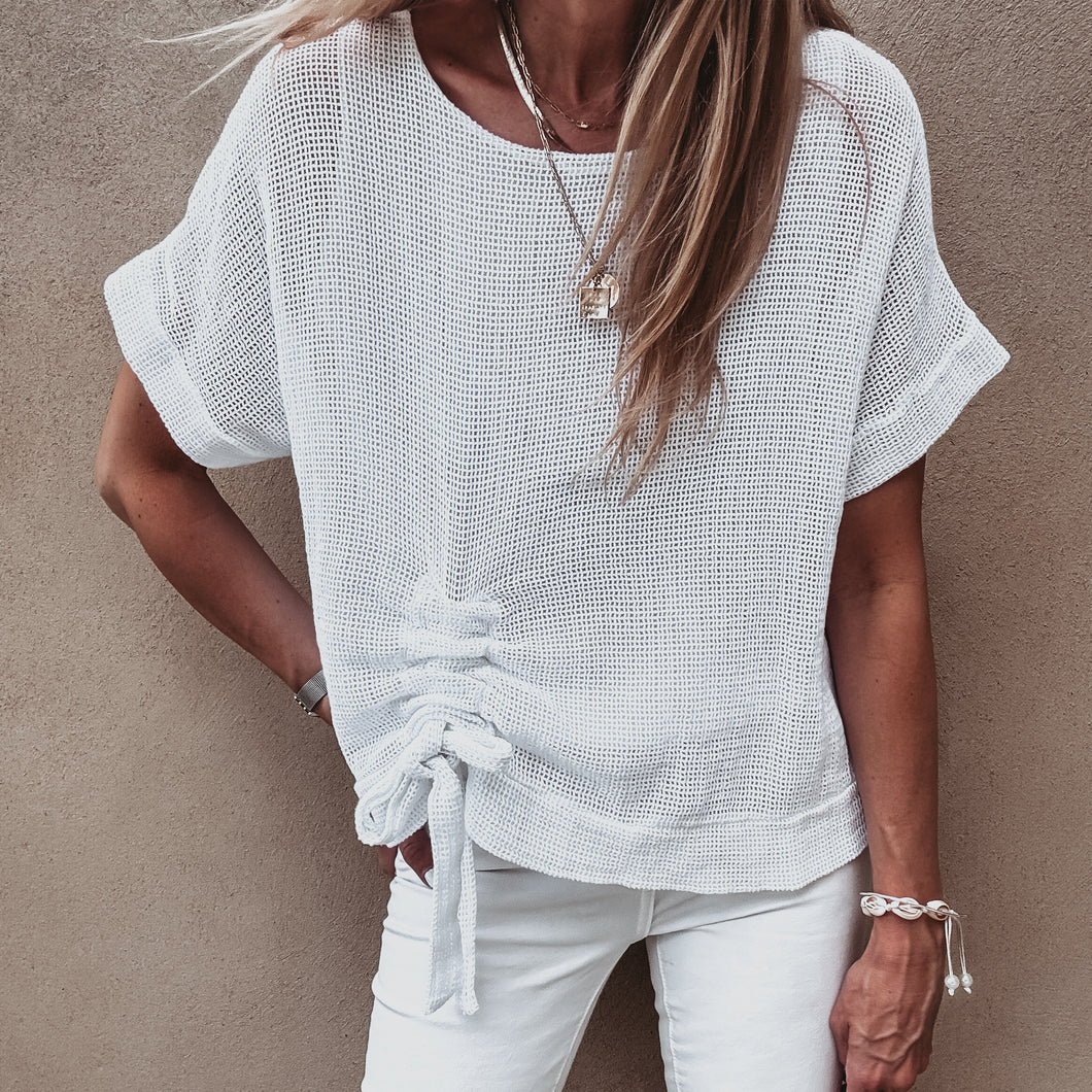 Lilly WHITE blouse with rouche tie *NEW*