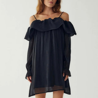 Black Miya ruffle sheer dress *NEW*