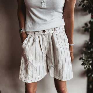 Pinstripe linen shorts CREAM *NEW*
