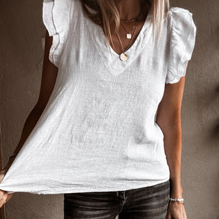 White Santiago frills linen tee *NEW*