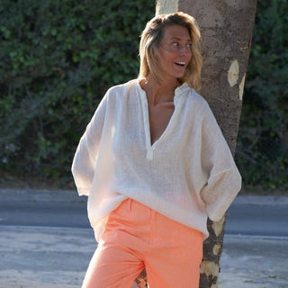 Pingus WHITE relaxed linen top