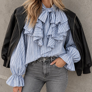 Frieda PALE BLUE bows & frills blouse *NEW*