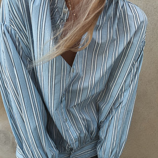 Grandad pale blue stripe Blouse *NEW*