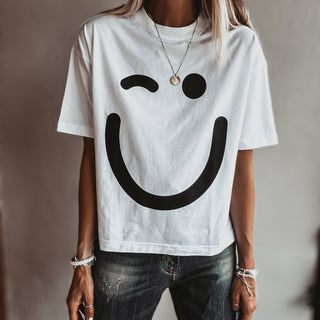 WHITE smiley t shirt *relaxed style* BACK IN STOCK