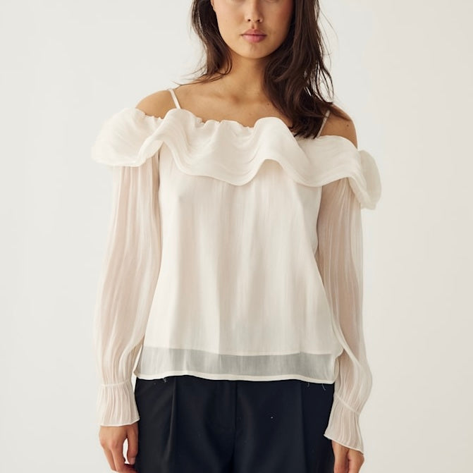 Vintage white Miyu ruffle sheer top *NEW*