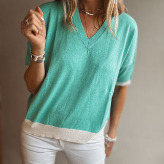 Turquoise V neck